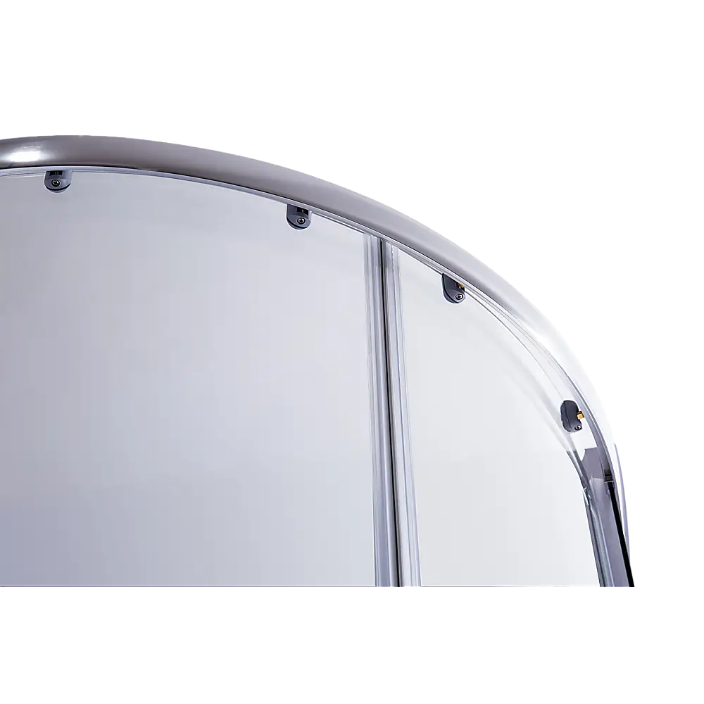 100 x 100cm Chrome Rounded Sliding 6mm Curved Shower Screen with Black Base - Furniture > Bathroom > Shower Heads &