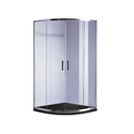100 x 100cm Chrome Rounded Sliding 6mm Curved Shower Screen with Black Base - Furniture > Bathroom > Shower Heads &