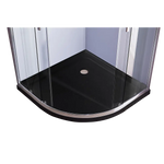 100 x 100cm Chrome Rounded Sliding 6mm Curved Shower Screen with Black Base - Furniture > Bathroom > Shower Heads &