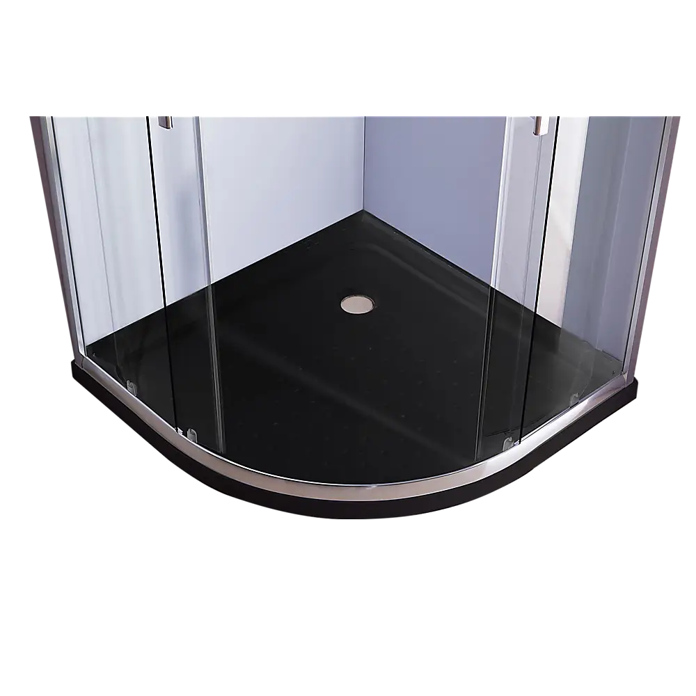 100 x 100cm Chrome Rounded Sliding 6mm Curved Shower Screen with Black Base - Furniture > Bathroom > Shower Heads &