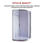 100 x 100cm Rounded Sliding 6mm Curved Shower Screen with Base in Chrome - Furniture > Bathroom > Shower Heads & Screens