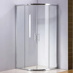 100 x 100cm Rounded Sliding 6mm Curved Shower Screen with Base in Chrome - Furniture > Bathroom > Shower Heads & Screens