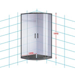 100 x 100cm Rounded Sliding 6mm Curved Shower Screen with Base in Black - Furniture > Bathroom > Shower Heads & Screens