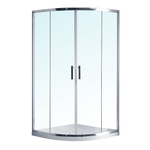 100 x 100cm Rounded Sliding 6mm Curved Shower Screen with Base in Chrome - Furniture > Bathroom > Shower Heads & Screens
