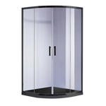 100 x 100cm Rounded Sliding 6mm Curved Shower Screen with Base in Black - Furniture > Bathroom > Shower Heads & Screens