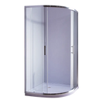 100 x 100cm Rounded Sliding 6mm Curved Shower Screen with Base in Chrome - Furniture > Bathroom > Shower Heads & Screens