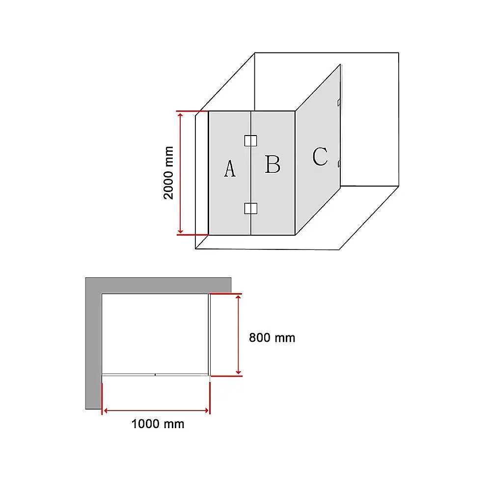 1000 x 800mm Frameless 10mm Glass Shower Screen By Della Francesca - Furniture > Bathroom > Shower Heads & Screens
