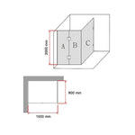1000 x 800mm Frameless 10mm Glass Shower Screen By Della Francesca - Furniture > Bathroom > Shower Heads & Screens