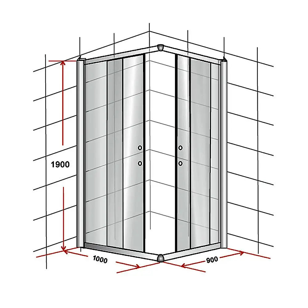 1000 x 900mm Sliding Door Nano Safety Glass Shower Screen By Della Francesca - Furniture > Bathroom > Shower Heads &
