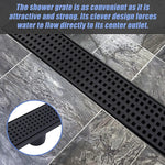 1000mm Bathroom Shower Black Grate Drain w/Centre outlet Floor Waste Square Pattern - Home & Garden > DIY > Kitchen &