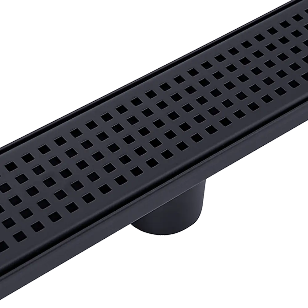 1000mm Bathroom Shower Black Grate Drain w/Centre outlet Floor Waste Square Pattern - Home & Garden > DIY > Kitchen &