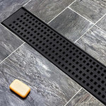 1000mm Bathroom Shower Black Grate Drain w/Centre outlet Floor Waste Square Pattern - Home & Garden > DIY > Kitchen &