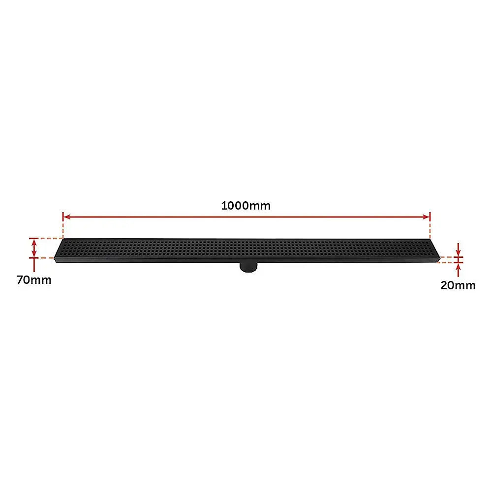 1000mm Bathroom Shower Black Grate Drain w/Centre outlet Floor Waste Square Pattern - Home & Garden > DIY > Kitchen &