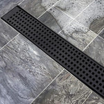 1000mm Bathroom Shower Black Grate Drain w/Centre outlet Floor Waste Square Pattern - Home & Garden > DIY > Kitchen &