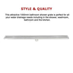 1000mm Bathroom Shower Stainless Steel Grate Drain w/Centre outlet Floor Waste Square Pattern - Home & Garden > DIY >