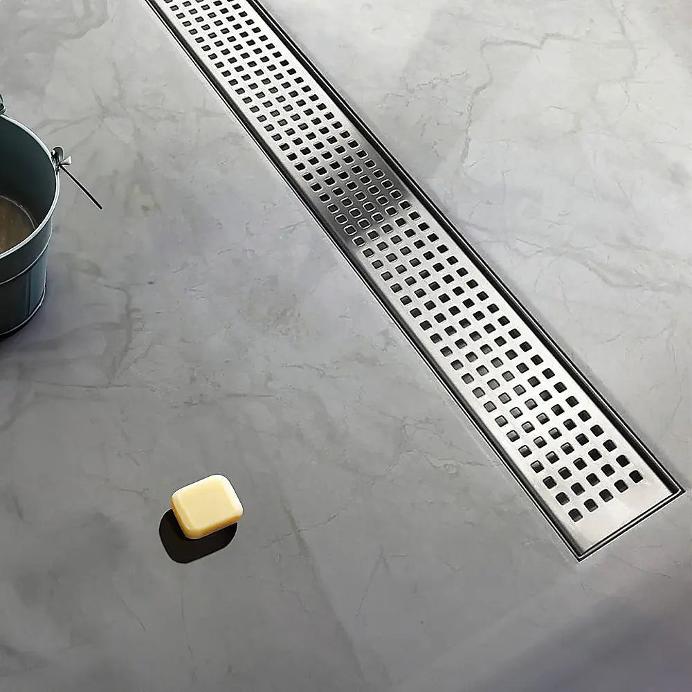 1000mm Bathroom Shower Stainless Steel Grate Drain w/Centre outlet Floor Waste Square Pattern - Home & Garden > DIY >