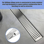 1000mm Bathroom Shower Stainless Steel Grate Drain w/Centre outlet Floor Waste Square Pattern - Home & Garden > DIY >