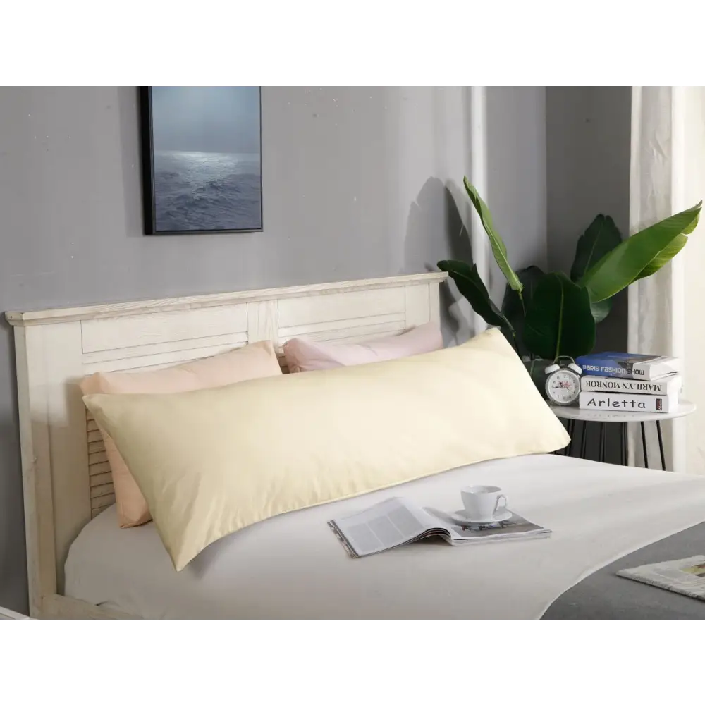 1000TC Premium Ultra Soft Body Pillowcase - Yellow Cream - Home & Garden > Bedding