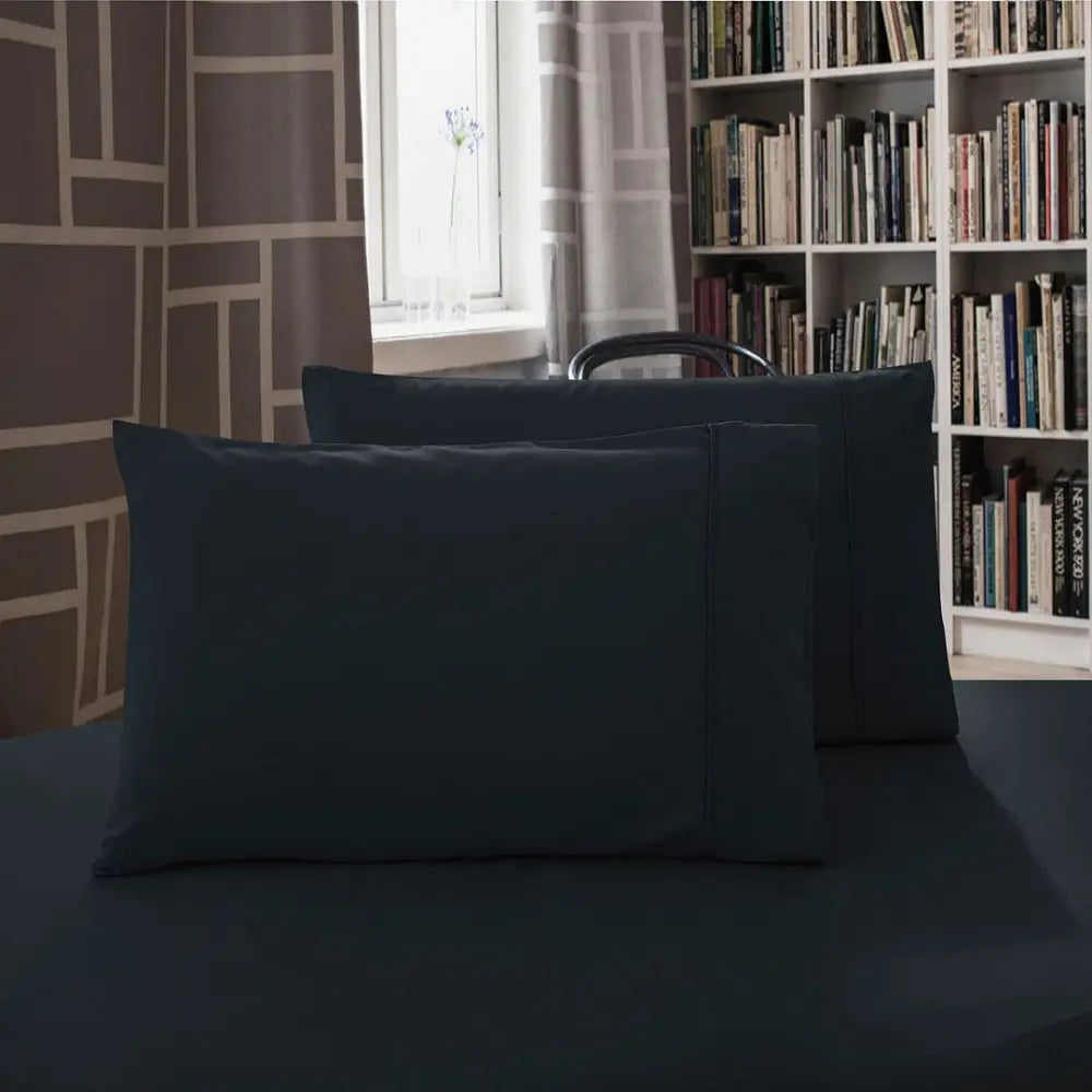 1000TC Premium Ultra Soft Standrad size Pillowcases 2-Pack - Black - Home & Garden > Bedding > Pillowcases
