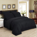 1000TC Ultra Soft Striped King Size Black Duvet Quilt Cover Set - Home & Garden > Bedding