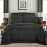 1000TC Ultra Soft Striped King Size Charcoal Duvet Quilt Cover Set - Home & Garden > Bedding