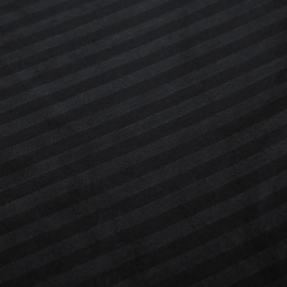 1000TC Ultra Soft Striped Super King Size Black Duvet Quilt Cover Set - Home & Garden > Bedding