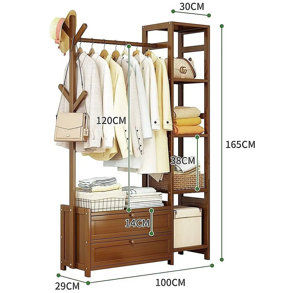 100cm Clothes Rack Stand Storage Shelves Modern Coat Tree - Home & Garden > Storage > Clothing & Wardrobe Storage