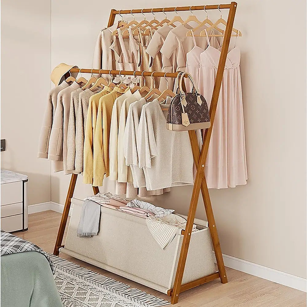 100cm Clothes Rail Rack Rack Garment Rack Freestanding Hanger Bedroom Clothing Rack With Lower Storage Shelf - Home &