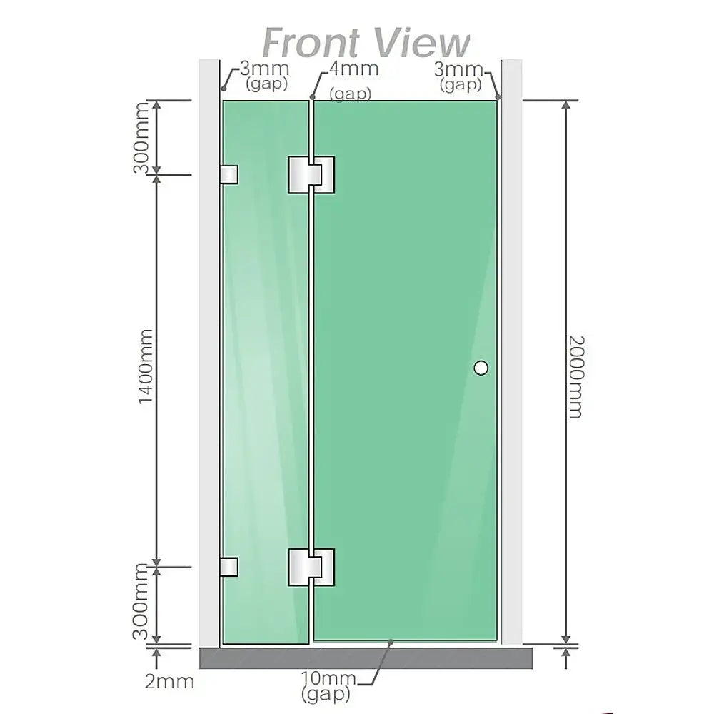 100cm Wall to Wall Frameless Shower Screen with Chrome Channel and SS Hinges - Furniture > Bathroom > Shower Heads &