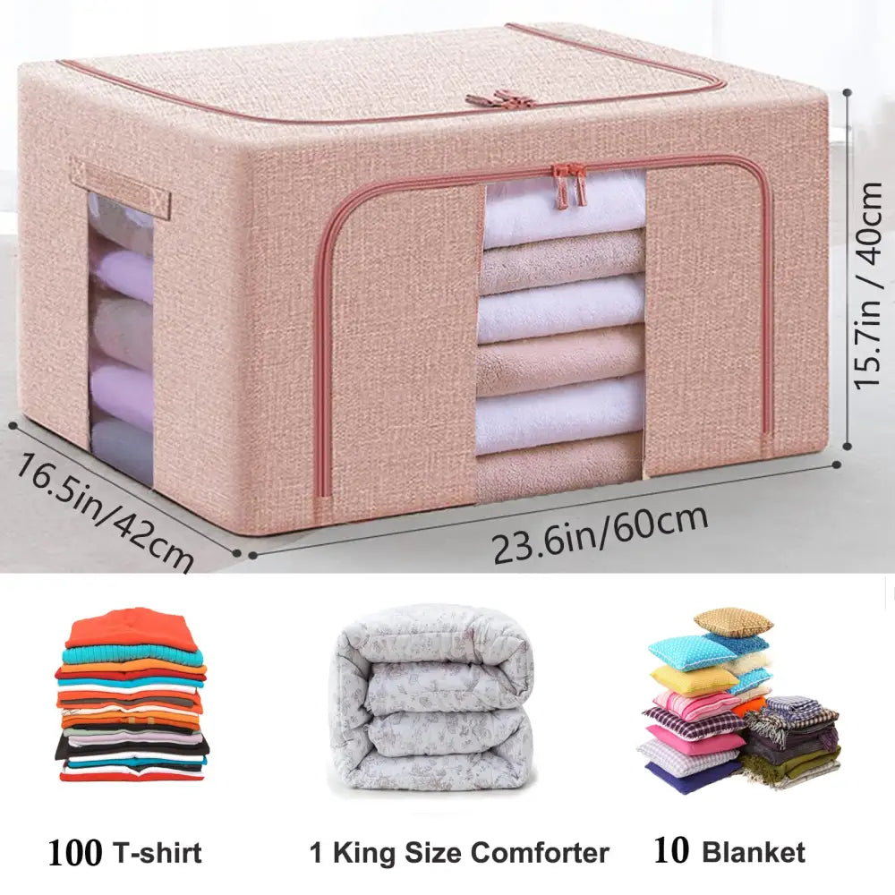 100L Cloth Storage Box Closet Organizer Storage Bags Clothes Storage Bags Wardrobe Organizer Idea PINK - Home & Garden