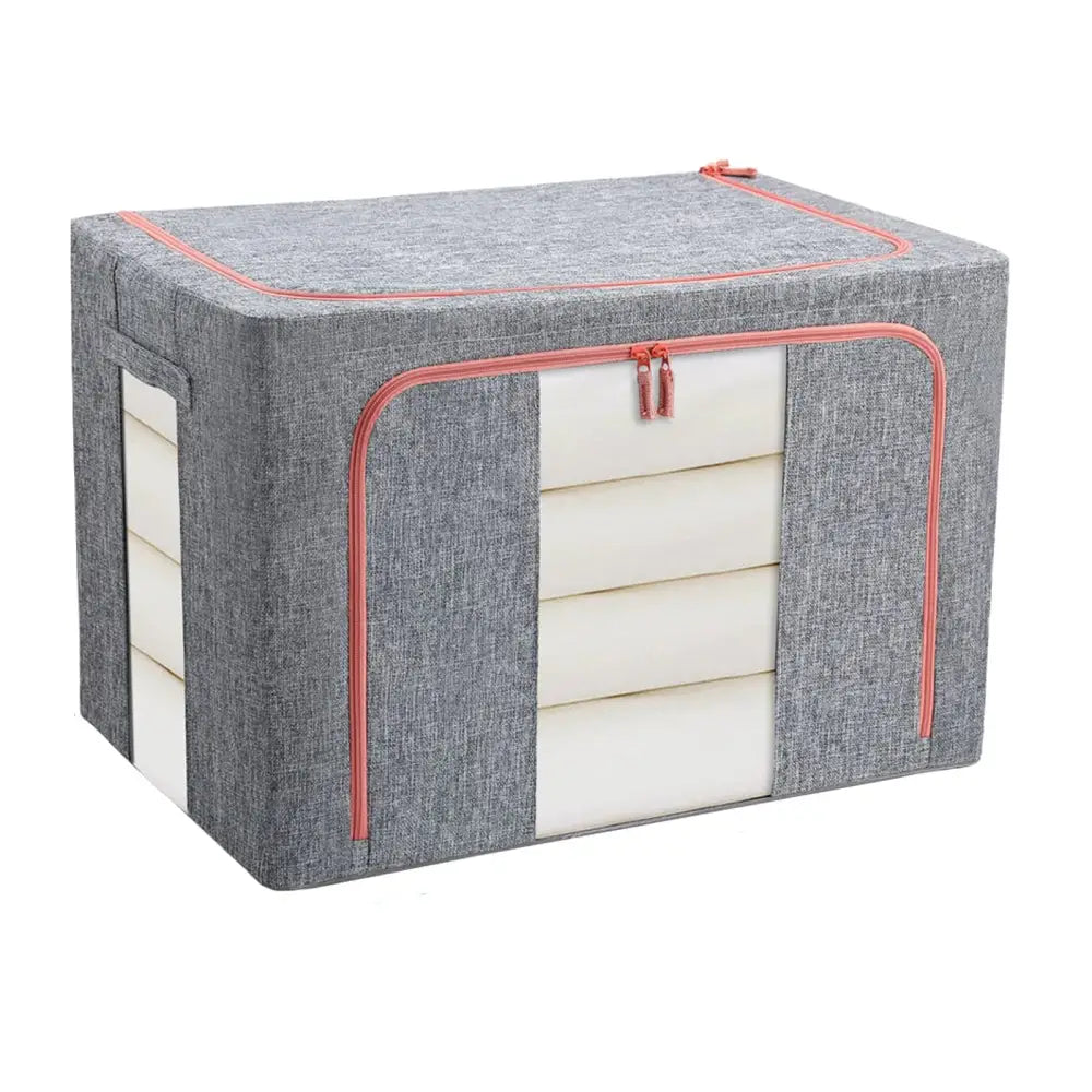 100L Cloth Storage Box Closet Organizer Storage Bags Clothes Storage Bags Wardrobe Organizer Idea Grey - Home & Garden