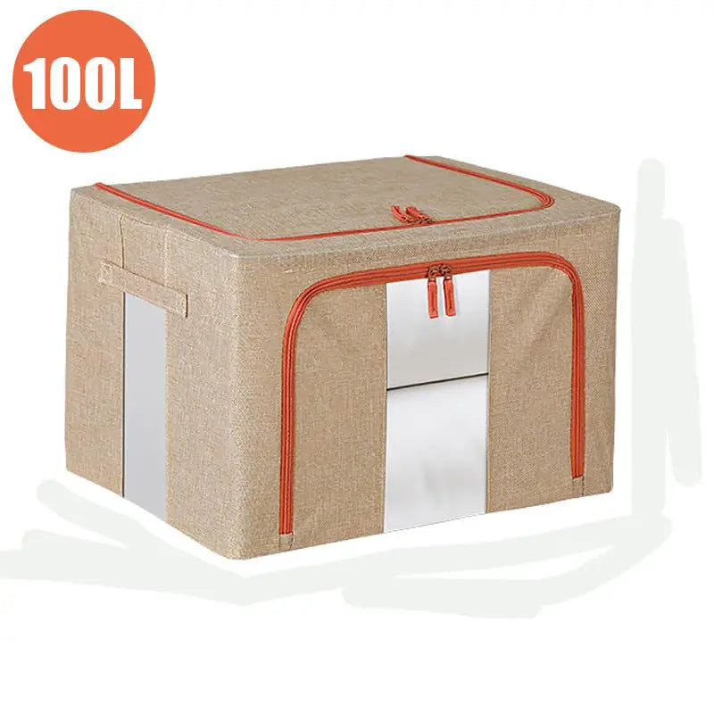 100L Cloth Storage Box Closet Organizer Storage Bags Clothes Storage Bags Wardrobe Organizer Idea CREAM - Home & Garden