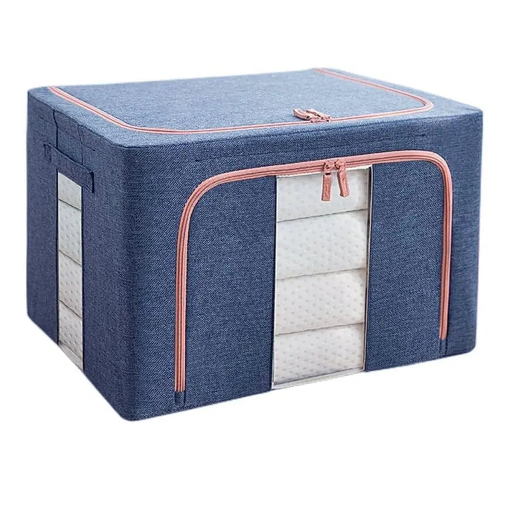 100L Cloth Storage Box Closet Organizer Storage Bags Clothes Storage Bags Wardrobe Organizer Idea Grey Blue - Home &