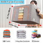 100L Cloth Storage Box Closet Organizer Storage Bags Clothes Storage Bags Wardrobe Organizer Idea Grey - Home & Garden