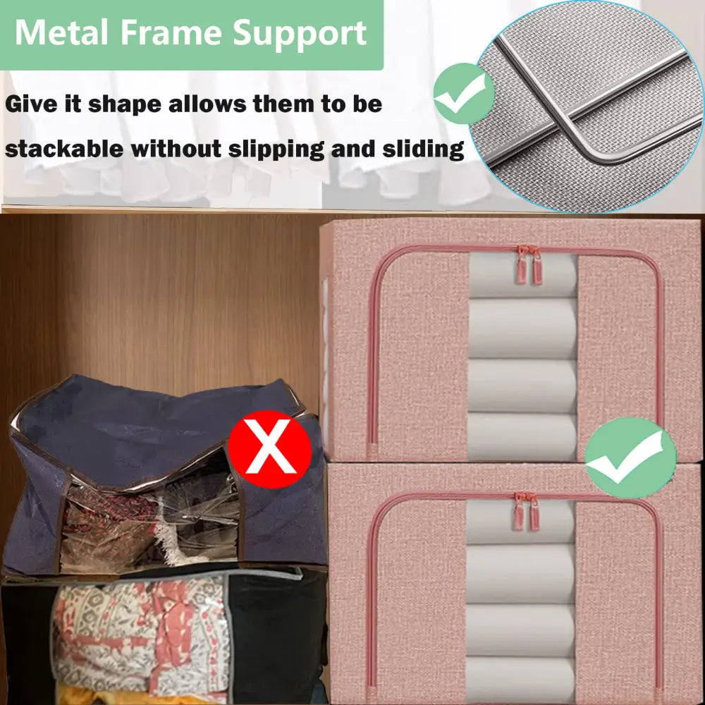 100L Cloth Storage Box Closet Organizer Storage Bags Clothes Storage Bags Wardrobe Organizer Idea PINK - Home & Garden