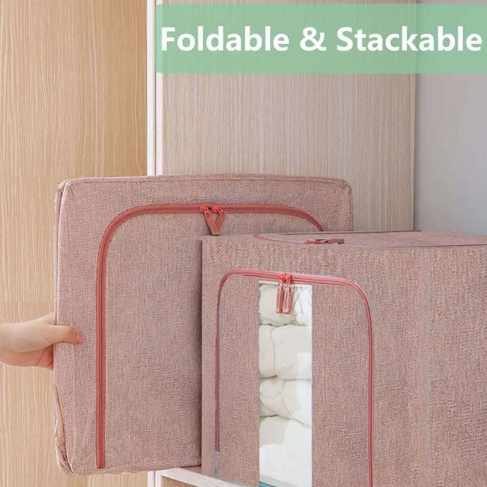 100L Cloth Storage Box Closet Organizer Storage Bags Clothes Storage Bags Wardrobe Organizer Idea PINK - Home & Garden
