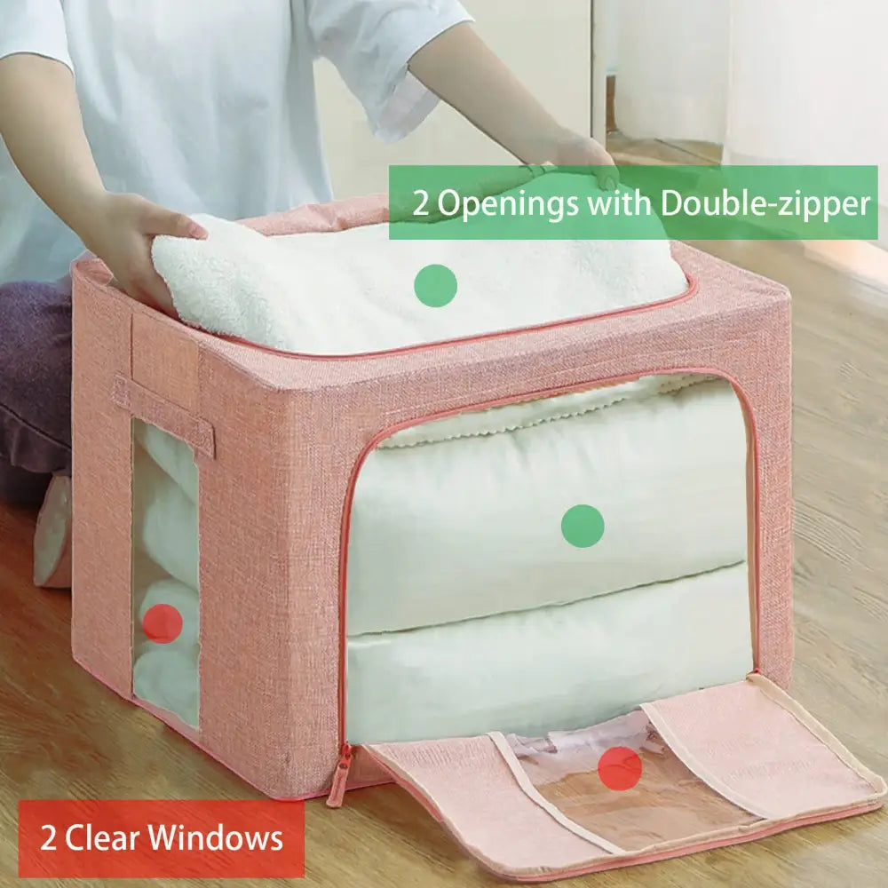 100L Cloth Storage Box Closet Organizer Storage Bags Clothes Storage Bags Wardrobe Organizer Idea PINK - Home & Garden