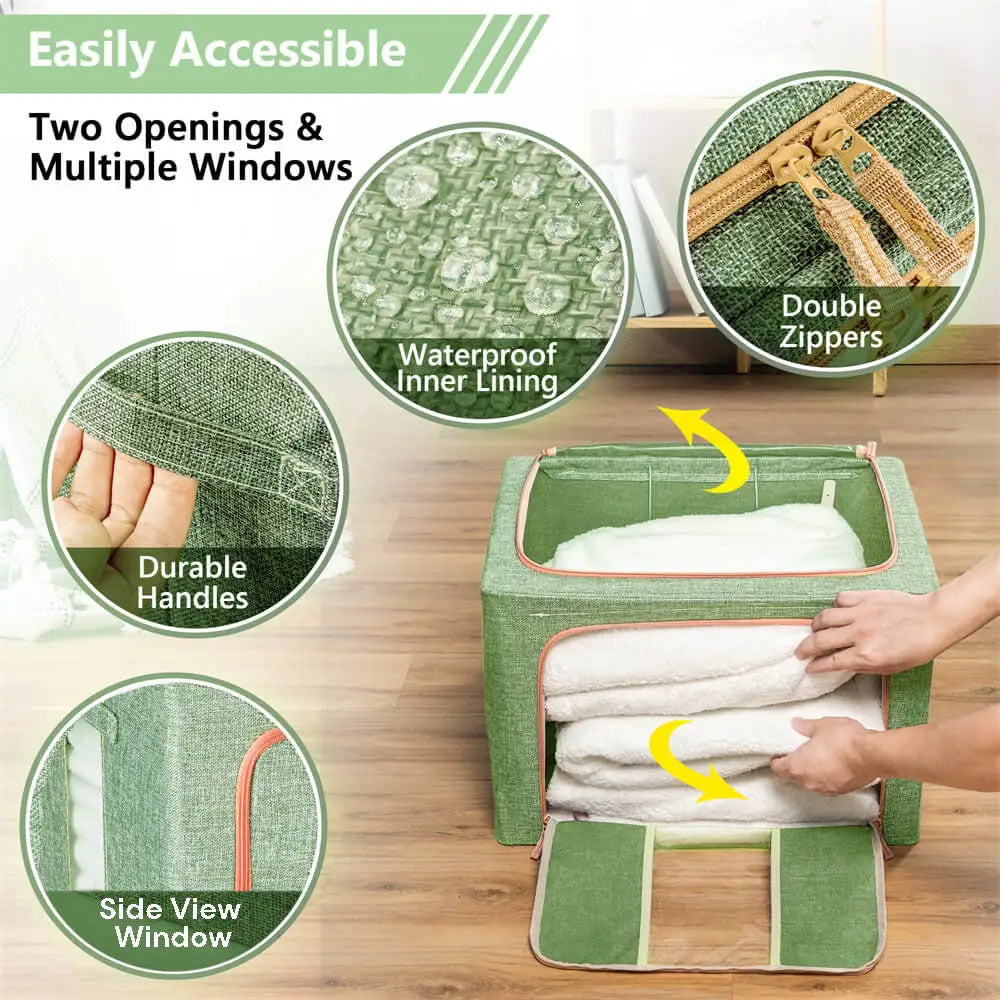 100L Cloth Storage Box Closet Organizer Storage Bags Clothes Storage Bags Wardrobe Organizer Idea GREEN - Home & Garden