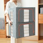 100L Cloth Storage Box Closet Organizer Storage Bags Clothes Storage Bags Wardrobe Organizer Idea Grey - Home & Garden