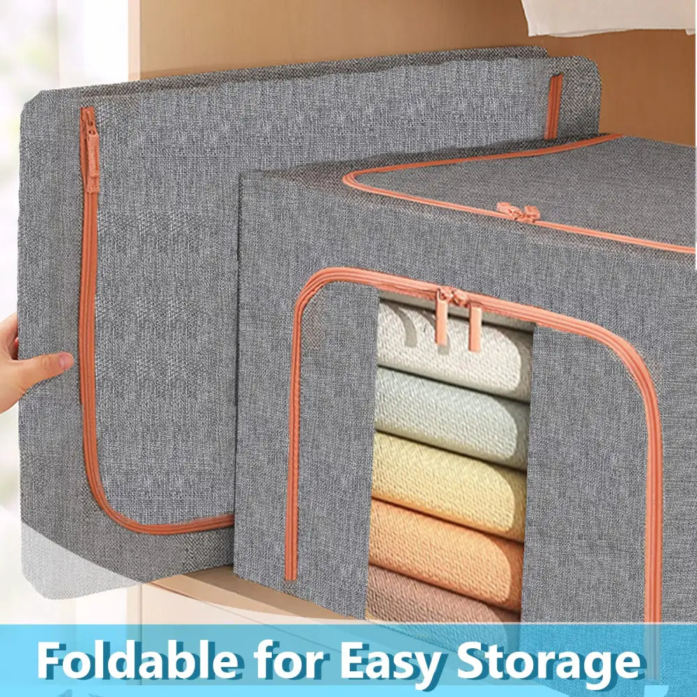 100L Cloth Storage Box Closet Organizer Storage Bags Clothes Storage Bags Wardrobe Organizer Idea Grey - Home & Garden