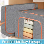 100L Cloth Storage Box Closet Organizer Storage Bags Clothes Storage Bags Wardrobe Organizer Idea Grey - Home & Garden