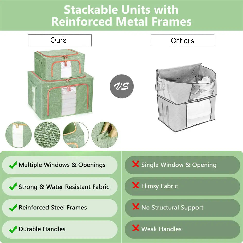 100L Cloth Storage Box Closet Organizer Storage Bags Clothes Storage Bags Wardrobe Organizer Idea GREEN - Home & Garden