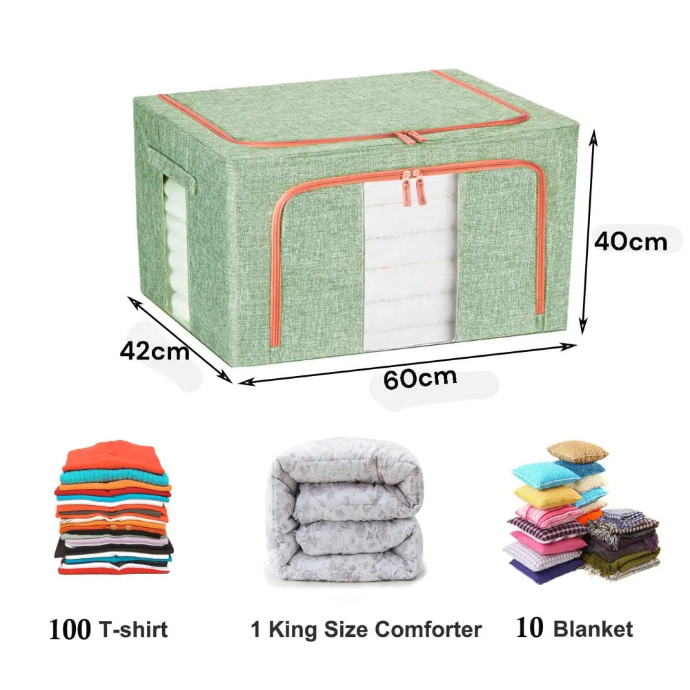 100L Cloth Storage Box Closet Organizer Storage Bags Clothes Storage Bags Wardrobe Organizer Idea GREEN - Home & Garden