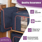 100L Cloth Storage Box Closet Organizer Storage Bags Clothes Storage Bags Wardrobe Organizer Idea Grey Blue - Home &