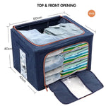 100L Cloth Storage Box Closet Organizer Storage Bags Clothes Storage Bags Wardrobe Organizer Idea Grey Blue - Home &