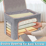 100L Cloth Storage Box Closet Organizer Storage Bags Clothes Storage Bags Wardrobe Organizer Idea Grey - Home & Garden