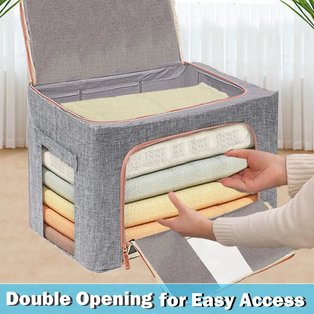 100L Cloth Storage Box Closet Organizer Storage Bags Clothes Storage Bags Wardrobe Organizer Idea Grey - Home & Garden