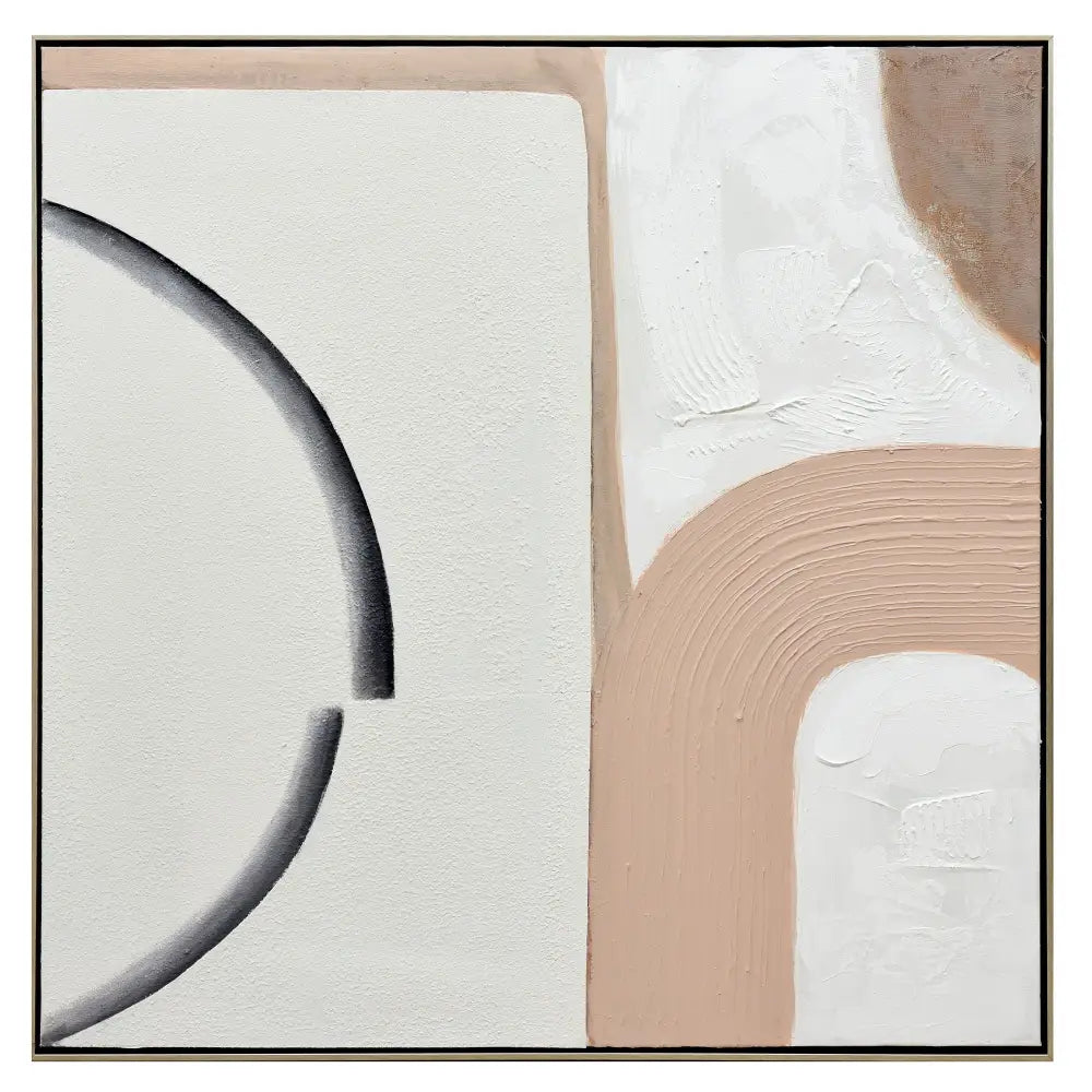 100X100cm Duality Dance Champagne Framed Hand Painted Canvas 3D Wall Art - Home & Garden > Wall Art