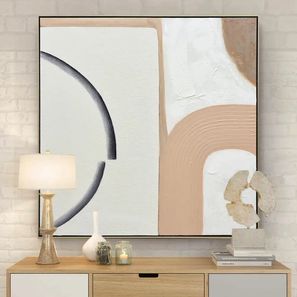 100X100cm Duality Dance Champagne Framed Hand Painted Canvas 3D Wall Art - Home & Garden > Wall Art