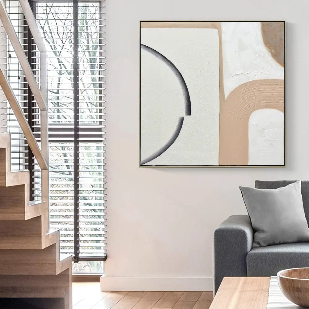 100X100cm Duality Dance Champagne Framed Hand Painted Canvas 3D Wall Art - Home & Garden > Wall Art